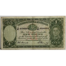AUSTRALIA 1949 . ONE 1 POUND BANKNOTE . COOMBS/WATTS